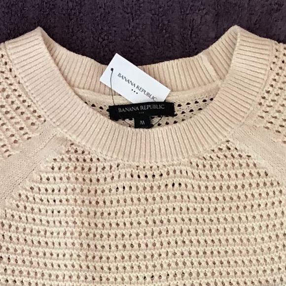 Banana Republic cream colored 100% cool cotton sweater with raglan sleeves - Picture 3 of 11